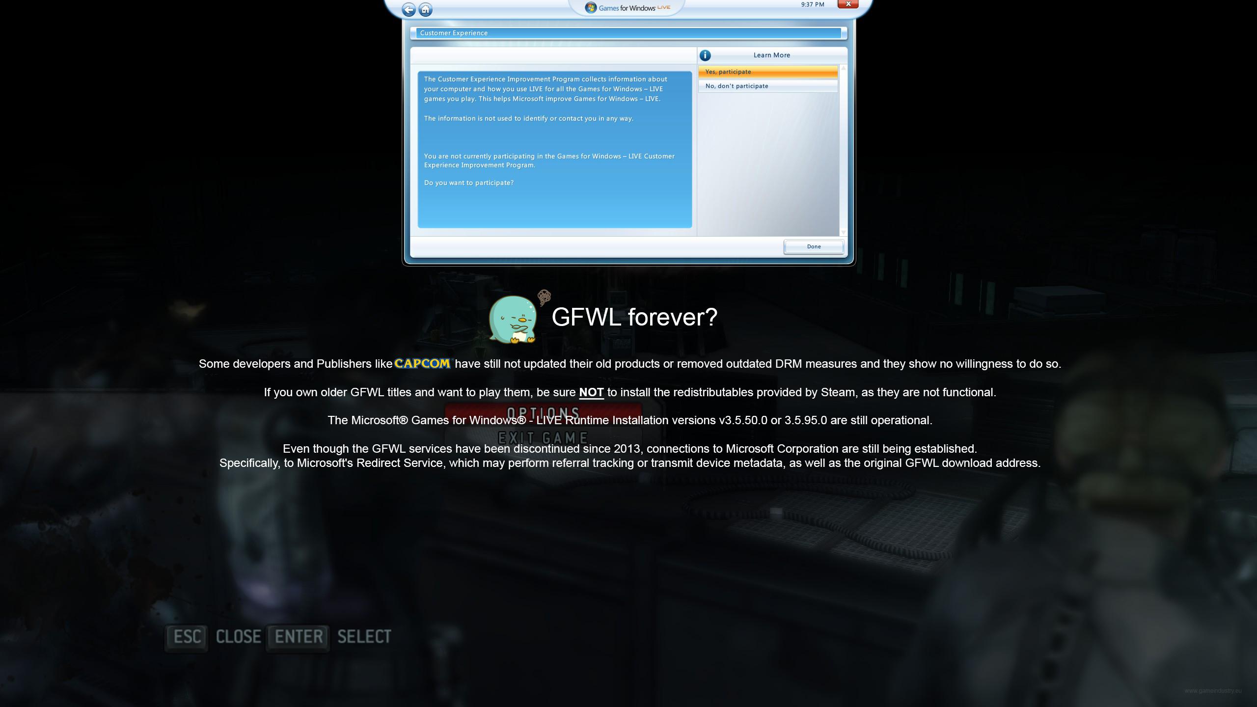 Publishers like Capcom do not update their old products, leaving outdated DRM measures in place, which causes issues for players, as seen with GFWL.