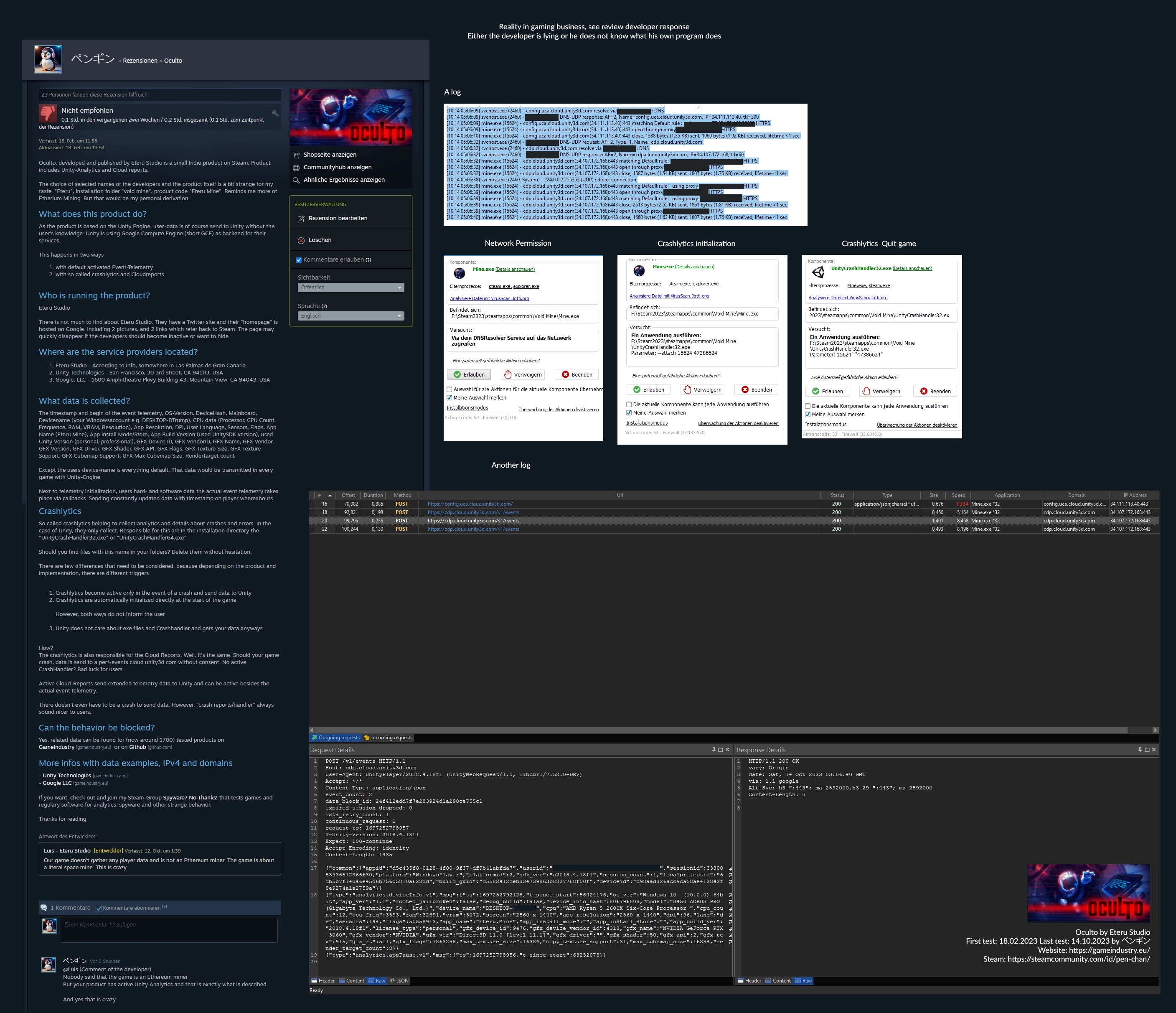 Criticism by the developer, who apparently does not really know what his own program is doing